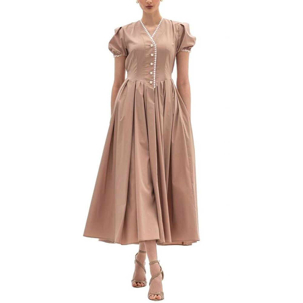 Bgl Womens  Sleeveless Midi Dress, Beige